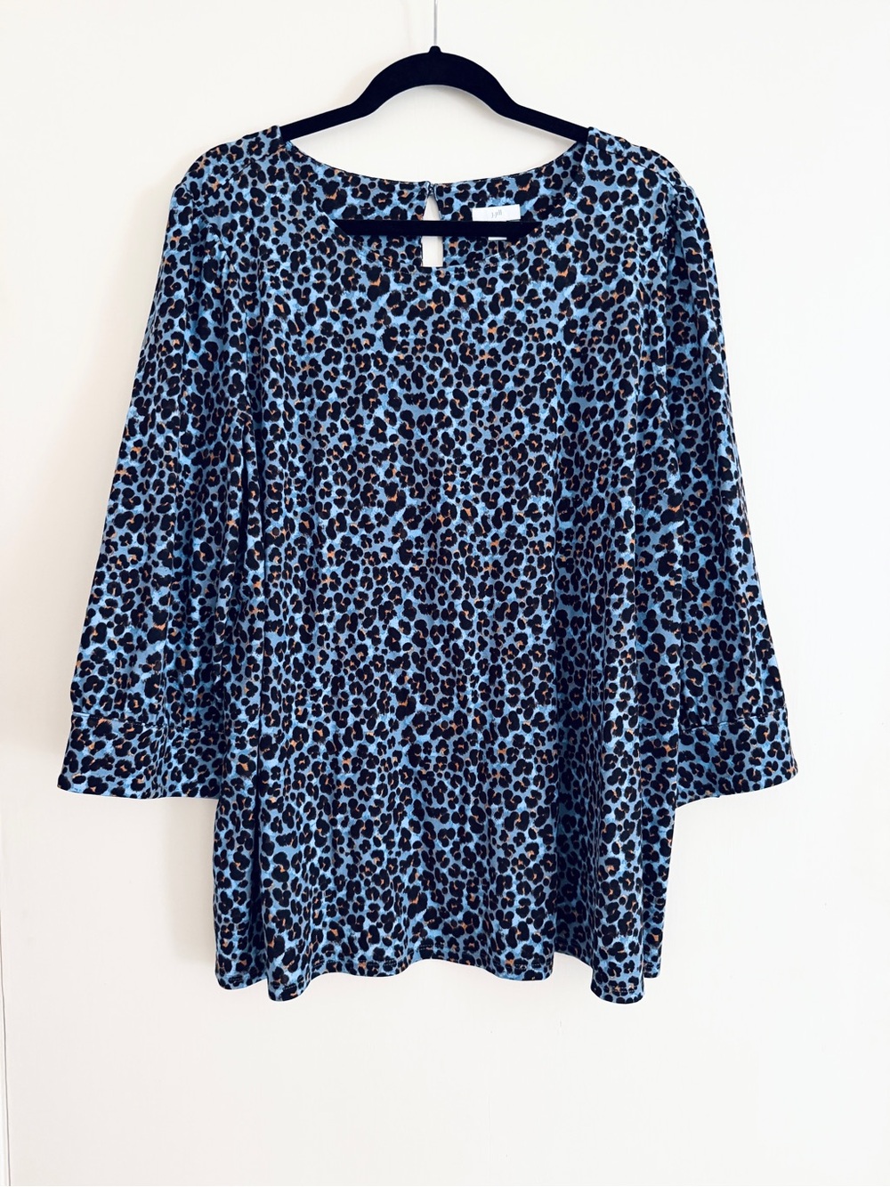 NWT J. Jill Ponte Knit Blouse in French Blue Leopard 2X - Picture 6 of 7